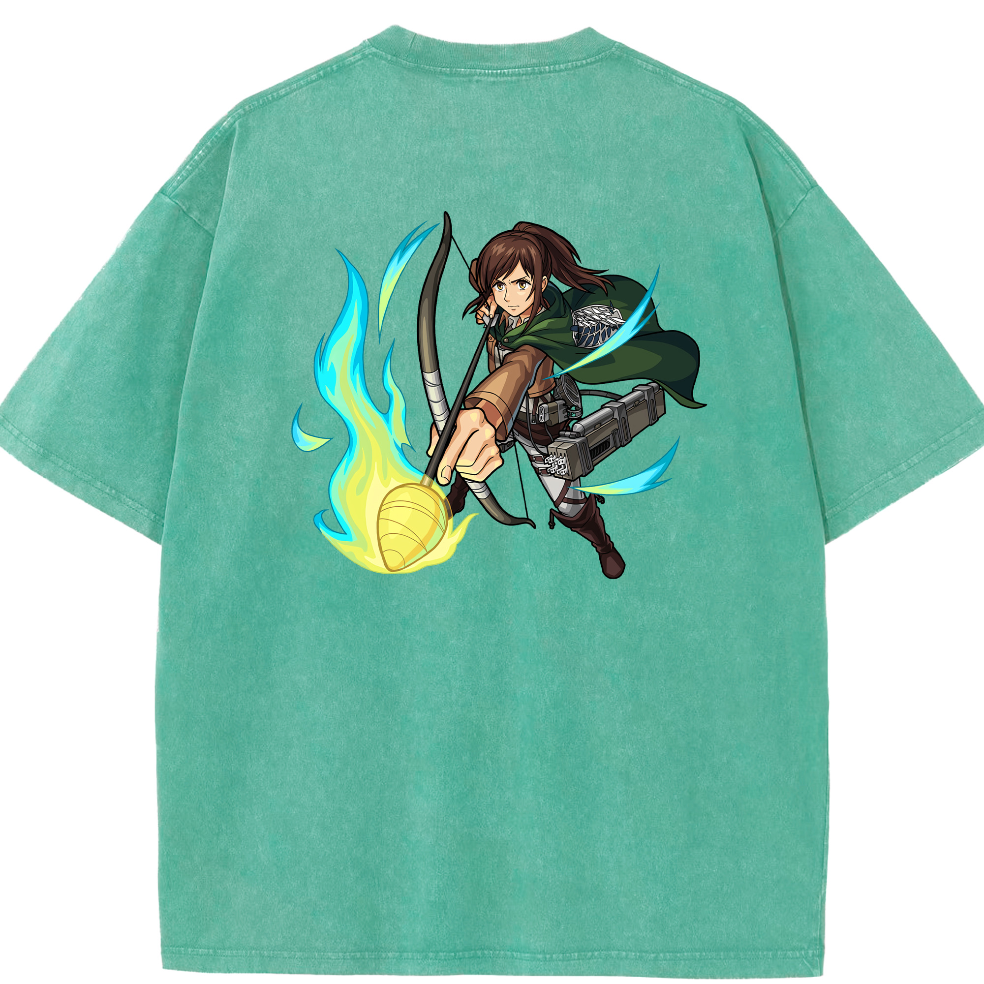 （画像用） 進撃の巨人 サシャ·ブラウス Attack on Titan Sasha Blaus 綿100% ヴィンテージ風 半袖Tシャツ（背面プリント）